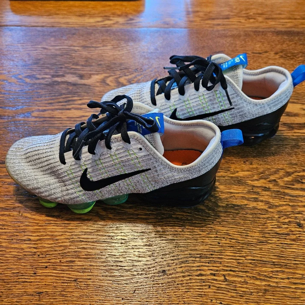 Nike Air VaporMax Flyknit 3‎ Kids Atmosphere Grey Electric Green Size 6.5Y